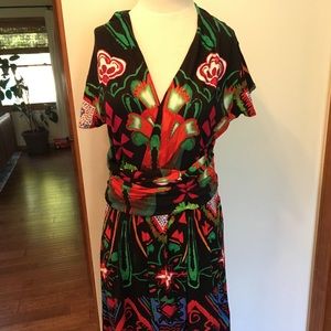 Desigual dress v neck floral art print large